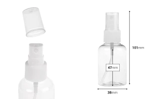 50ml PET spray bottle for slightly fatty solutions in a package with 12 pieces.-image_dimensions