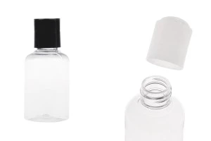 Bouteille de 50 ml en plastique (PET) avec couvercle en forme de disque - 12 pcs-photo_produit