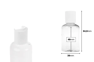 Bouteille de 50 ml en plastique (PET) avec couvercle en forme de disque - 12 pcs-photo_dimensions