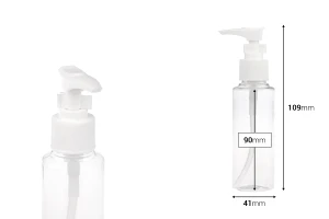 PET Μπουκάλι 100 ml με αντλία για σαμπουάν σε συσκευασία των 12 τεμαχίων-εικόνα_διαστάσεις