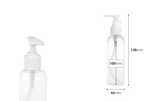 PET Μπουκάλι 150 ml με αντλία για σαμπουάν σε συσκευασία των 12 τεμαχίων-εικόνα_διαστάσεις