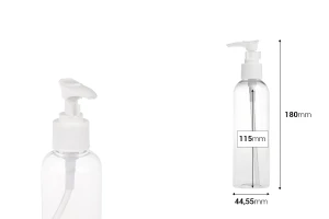 Μπουκάλι PET 180 ml με αντλία για σαμπουάν - 12 τμχ-εικόνα_διαστάσεις