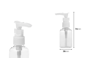 Transparent 50ml PET pump bottle for shampoo, available in a package with 12 pieces-image_dimensions
