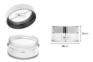 Vasetto in acrilico trasparente da 10 ml con dettaglio sul coperchio - 12 pezzi-dimensioni_immagine