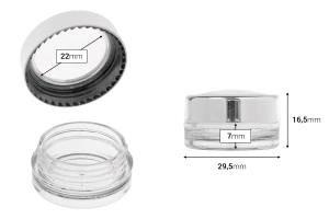Vasetto in acrilico trasparente da 3 ml con dettaglio sul coperchio - 12 pezzi-dimensioni_immagine