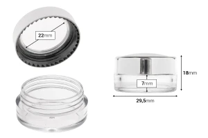 Vasetto in acrilico trasparente da 5 ml con dettaglio sul coperchio - 12 pezzi-dimensioni_immagine