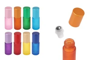 Flaconi roll-on in vetro da 5 ml con sfera e tappo in metallo, disponibili in diversi colori - 6 pezzi-immagine_prodotto
