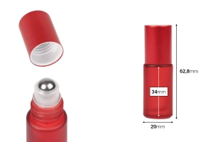 Flaconi roll-on in vetro da 5 ml con sfera e tappo in metallo, disponibili in diversi colori - 6 pezzi-dimensioni_immagine