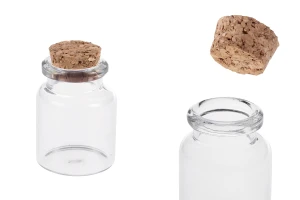 Μπομπονιέρα μπουκαλάκι 15 ml με φελλό για γάμο και βάπτιση 30x45 mm - 12 τμχ