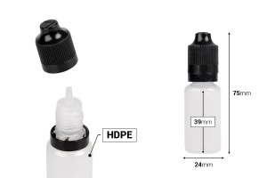 Liquidflaschen 15ml mit schwarzem CRC Verschluss-εικόνα_διαστάσεις