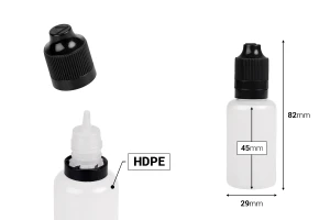 Liquidflaschen 30ml mit schwarzem CRC Verschluss-εικόνα_διαστάσεις