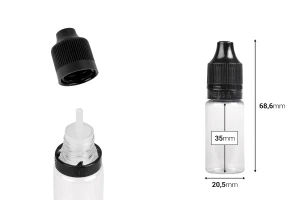 Liquidflaschen 10ml, transparent mit schwarzem CRC Verschluss-εικόνα_διαστάσεις