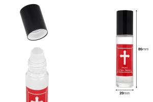 Roll-on en verre de 10 ml avec boule en verre, impression rouge-εικόνα_διαστάσεις