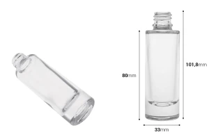 Bottiglia 30 ml in vetro trasparente con collo 18/415-2