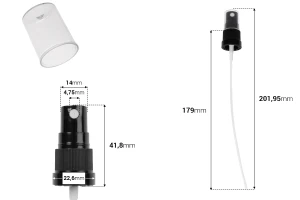 Spray plastique 18/410 avec bouchon de sécurité et transparent-photo_dimensions
