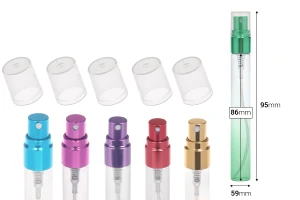 Glastesterflasche 10 ml mit Aluminiumspray und durchsichtiger Kappe - 6 Stück-2