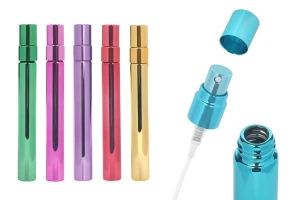 Γυάλινο μπουκαλάκι αρωμάτων 10 ml με επικάλυψη αλουμινίου και σπρέι - 6 τμχ-1