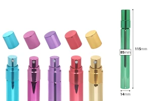 Γυάλινο μπουκαλάκι αρωμάτων 10 ml με επικάλυψη αλουμινίου και σπρέι - 6 τμχ-2