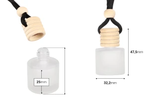 10ml frosted cylindrical bottle for car air freshener with wooden cap and stopper - 25 pcs-2