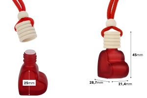 Flacone da 4 ml in vetro sabbiato a forma di cuore per deodorante per auto con tappo e tappo in legno - 25 pezzi-dimensioni_immagine