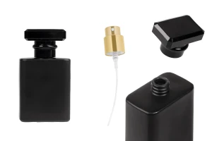 50 ml Parfümflasche aus schwarzem Glas mit Sprühkopf und Verschluss-produktbild