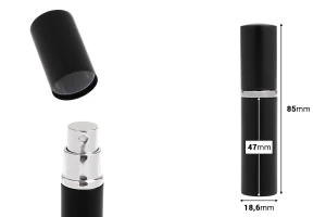 Glass bottle with 5 ml perfume spray in an aluminum case in various colors-image_dimensions