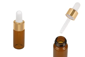 Flacons de couleur caramel avec compte-gouttes de couleur dorée de 10 ml-photo_produit