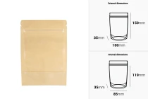 Σακουλάκια τύπου Doy Pack 100x35x150 mm κραφτ πίσω πλευρά (14c), διάφανο μπροστά (8c) με κλείσιμο "zip" και δυνατότητα σφράγισης με θερμοκόλληση - 100 τμχ Σακουλάκια τύπου Doy Pack 100x35x150 mm κραφτ πίσω πλευρά (14c), διάφανο μπροστά (8c) με κλείσιμο "zip" και δυνατότητα σφράγισης με θερμοκόλληση - 100 τμχ
