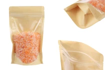 Doypack type pouches 120x40x200 mm, kraft back (14c), clear front (8c), with zip closure, heat sealable - 100 pcs
