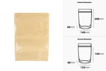 Σακουλάκια τύπου Doy Pack 140x40x200 mm κραφτ πίσω πλευρά (14c), διάφανο μπροστά (8c) με κλείσιμο "zip" και δυνατότητα σφράγισης με θερμοκόλληση - 100 τμχ Σακουλάκια τύπου Doy Pack 140x40x200 mm κραφτ πίσω πλευρά (14c), διάφανο μπροστά (8c) με κλείσιμο "zip" και δυνατότητα σφράγισης με θερμοκόλληση - 100 τμχ