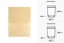 Σακουλάκια τύπου Doy Pack 160x40x220 mm κραφτ πίσω πλευρά (14c), διάφανο μπροστά (8c) με κλείσιμο "zip" και δυνατότητα σφράγισης με θερμοκόλληση - 100 τμχ Σακουλάκια τύπου Doy Pack 160x40x220 mm κραφτ πίσω πλευρά (14c), διάφανο μπροστά (8c) με κλείσιμο "zip" και δυνατότητα σφράγισης με θερμοκόλληση - 100 τμχ