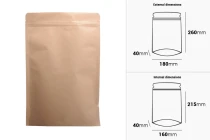 Σακουλάκια κραφτ τύπου Doy Pack, με κλείσιμο "zip", εσωτερική επένδυση αλουμινίου και δυνατότητα σφράγισης με θερμοκόλληση 180x40x260 mm - 50 τμχ Σακουλάκια κραφτ τύπου Doy Pack, με κλείσιμο "zip", εσωτερική επένδυση αλουμινίου και δυνατότητα σφράγισης με θερμοκόλληση 180x40x260 mm - 50 τμχ