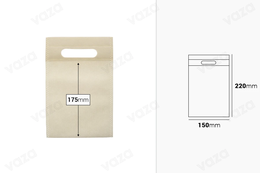 Eco-friendly, non-woven reusable bags with handle in size 150x220 mm - 50 pcs Eco-friendly, non-woven reusable bags with handle in size 150x220 mm - 50 pcs-image_dimensions