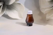 Glass Bottle for essential oils - amber - 10 ml - in a special shape with mouth PP18