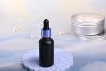 Γυάλινο μπουκαλάκι για αιθέρια έλαια 30 ml μαύρο αμμοβολής με στόμιο PP18
