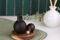 Flasche 50 ml Glas, oval in bonbonfarbenem Sandstrahlen