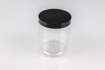 Transparent 500ml plastic jar for bath soaks with black cap in size 83x100 mm Transparent 500ml plastic jar for bath soaks with black cap in size 83x100 mm