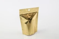 Σακουλάκια τύπου Doy Pack 130x40x205 mm αλουμινίου με χρυσή πίσω πλευρά, διάφανο μπροστά με κλείσιμο "zip" και δυνατότητα σφράγισης με θερμοκόλληση - 100 τμχ
