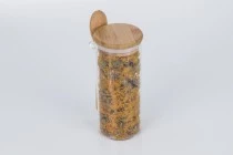 Βάζο 400 ml γυάλινο, στρογγυλό 65x150 mm με κουταλάκι και ξύλινο καπάκι Βάζο 400 ml γυάλινο, στρογγυλό 65x150 mm με κουταλάκι και ξύλινο καπάκι