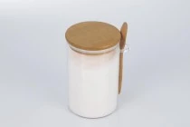 1000 ml Glasgefäß, rund 100x150 mm mit Löffel und Holzdeckel 1000 ml Glasgefäß, rund 100x150 mm mit Löffel und Holzdeckel