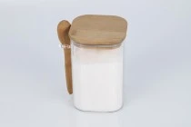 Βάζο 1050 ml γυάλινο, τετράγωνο 100x150 mm με κουταλάκι και ξύλινο καπάκι