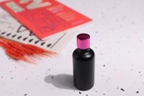 Γυάλινο μπουκαλάκι για αιθέρια έλαια 50 ml μαύρο αμμοβολής με στόμιο PP18