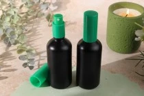 Γυάλινο μπουκαλάκι για αιθέρια έλαια 100 ml μαύρο αμμοβολής με στόμιο PP18