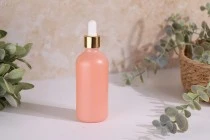 Γυάλινο μπουκαλάκι για αιθέρια έλαια 100 ml ροζ ματ με στόμιο PP18