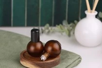 Μπουκάλι 20 ml γυάλινο, σφαιρικό σε ανοιχτό καραμελέ ματ χρώμα