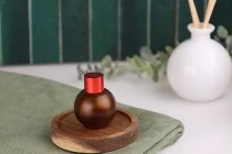 Μπουκάλι 30 ml γυάλινο, σφαιρικό σε ανοιχτό καραμελέ ματ χρώμα