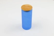 Βαζάκι γυάλινο 85x200 mm με ξύλινο καπάκι σε διάφορα ματ χρώματα