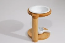 Wooden burner with ceramic container for wax melts and oils and ceramic spoon for candle Wooden burner with ceramic container for wax melts and oils and ceramic spoon for candle
