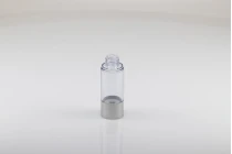 Flacon airless pour mélanges aqueux 30 ml avec corps en plastique transparent, base et couvercle en aluminium de couleur MAT argentée-photo_360