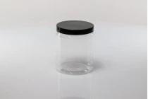 Pot pour sels de bain de 750ml en plastique transparent avec couvercle noir 100 x 120 mm Pot pour sels de bain de 750ml en plastique transparent avec couvercle noir 100 x 120 mm